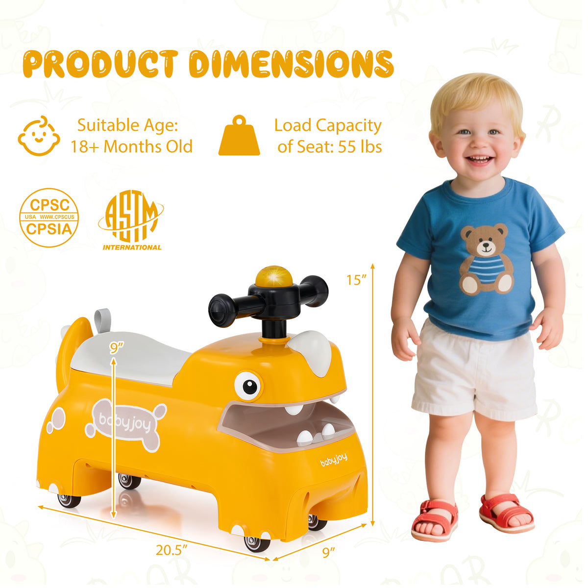 Toddler Ride on Toy Walking Sliding Car with Lights and Music