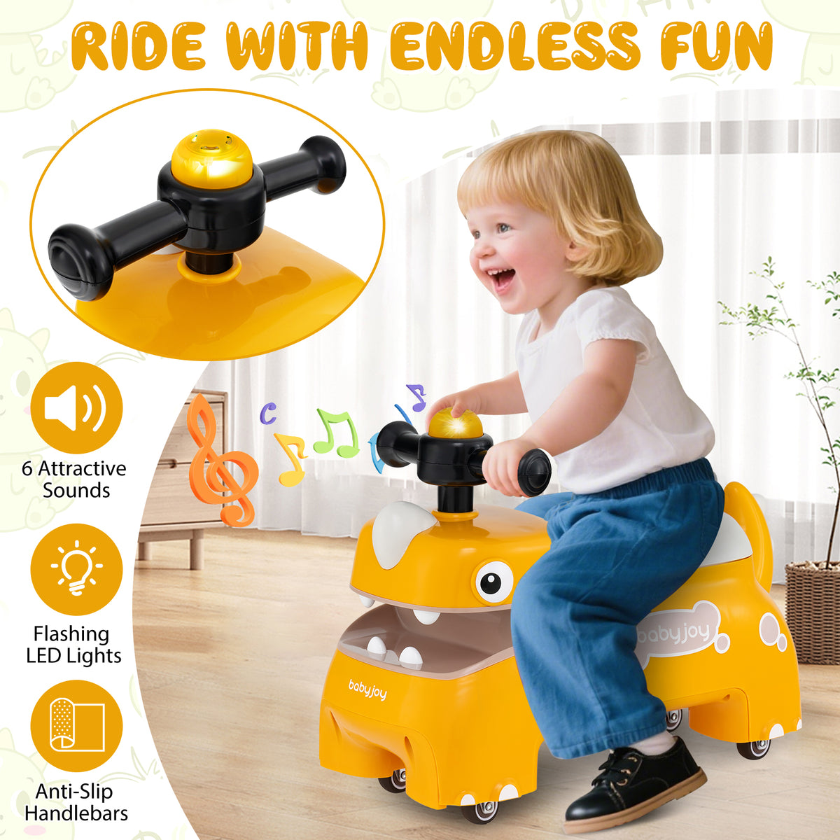 Toddler Ride on Toy Walking Sliding Car with Lights and Music