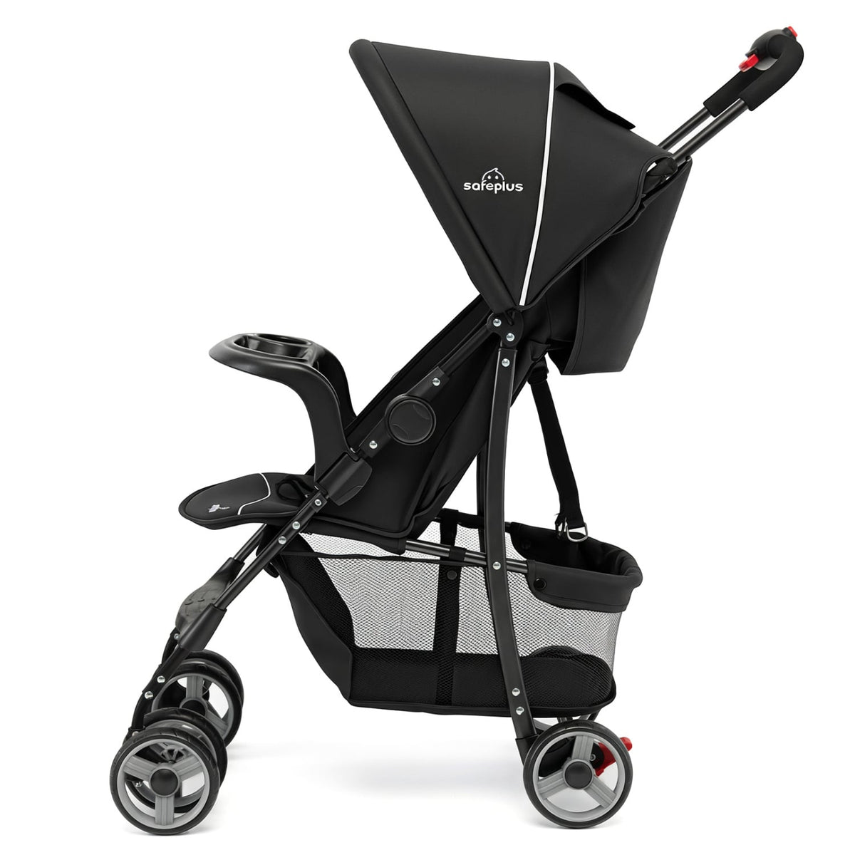 Toddler Travel Stroller for Airplane with Canopy and Adjustable Backrest-Black-Baby Strollers-DECOROLALA