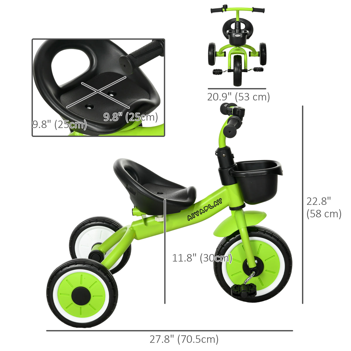 Tricycle for Toddler 2-5 Year Old Girls and Boys, Toddler Trike with Adjustable Seat, Basket, Bell-Toys & Games > Baby & Toddler Toys > Riding & Rocking Toys > Tricycles for Kids-DECOROLALA