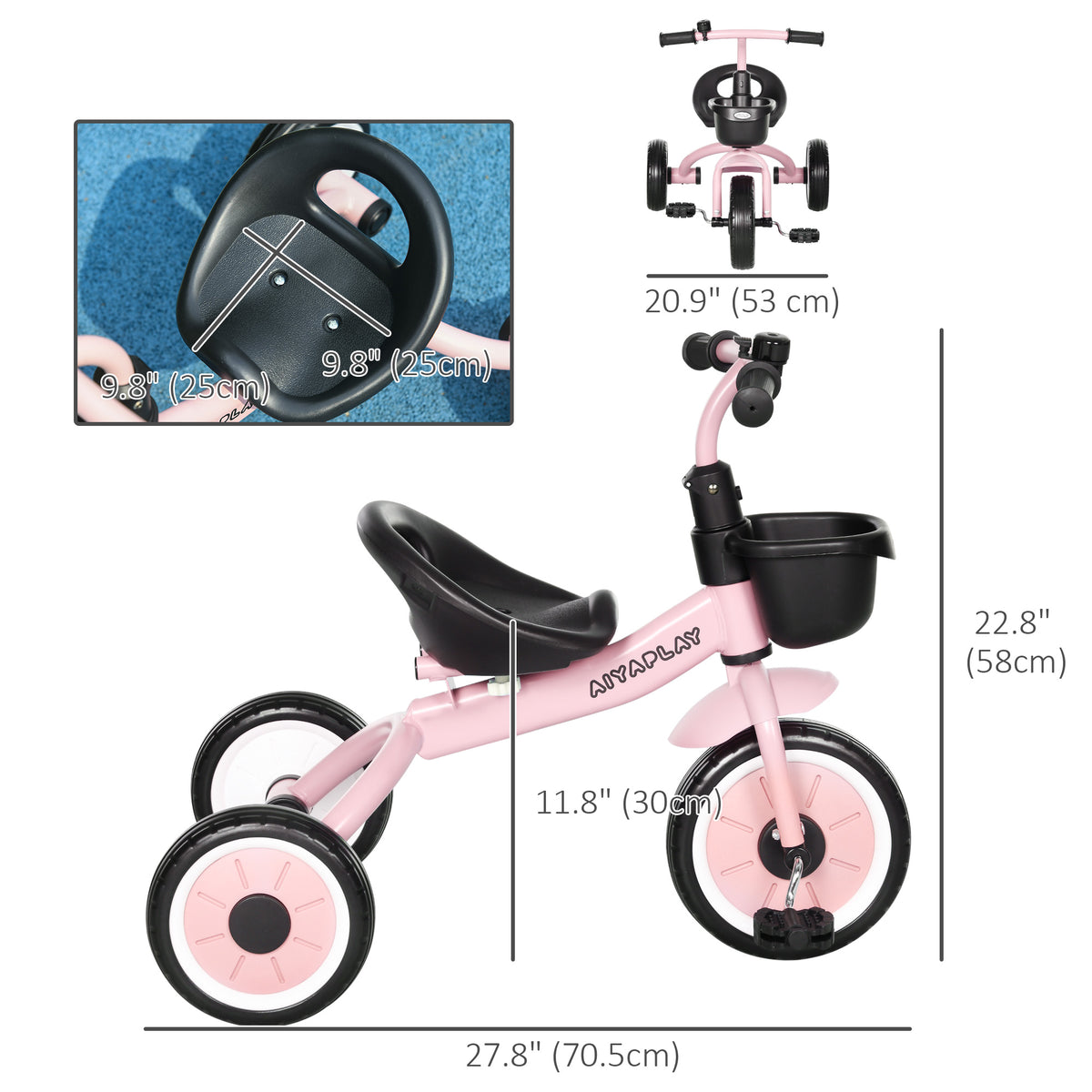 Tricycle for Toddler 2-5 Year Old Girls and Boys, Toddler Trike with Adjustable Seat, Basket, Bell-Toys & Games > Baby & Toddler Toys > Riding & Rocking Toys > Tricycles for Kids-DECOROLALA