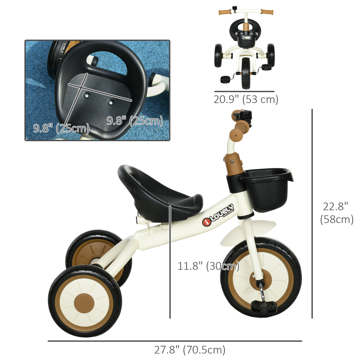 Tricycle for Toddler 2-5 Year Old Girls and Boys, Toddler Trike with Adjustable Seat, Basket, Bell-Toys & Games > Baby & Toddler Toys > Riding & Rocking Toys > Tricycles for Kids-DECOROLALA