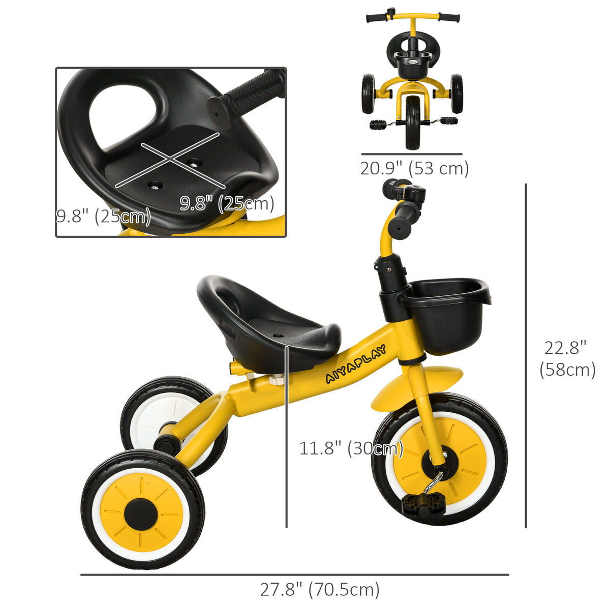 Tricycle for Toddler 2-5 Year Old Girls and Boys, Toddler Trike with Adjustable Seat, Basket, Bell-Toys & Games > Baby & Toddler Toys > Riding & Rocking Toys > Tricycles for Kids-DECOROLALA