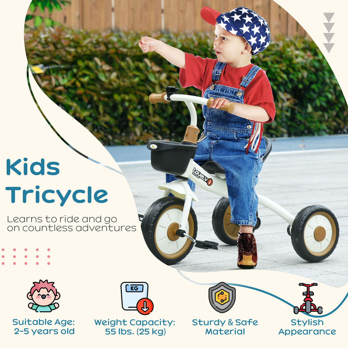 Tricycle for Toddler 2-5 Year Old Girls and Boys, Toddler Trike with Adjustable Seat, Basket, Bell-Toys & Games > Baby & Toddler Toys > Riding & Rocking Toys > Tricycles for Kids-DECOROLALA