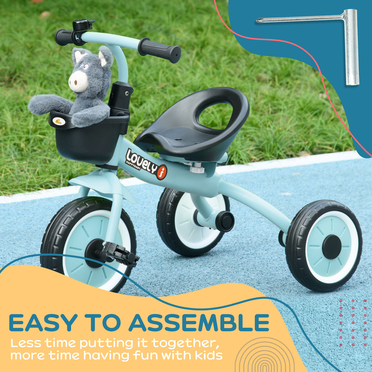 Tricycle for Toddler 2-5 Year Old Girls and Boys, Toddler Trike with Adjustable Seat, Basket, Bell-Toys & Games > Baby & Toddler Toys > Riding & Rocking Toys > Tricycles for Kids-DECOROLALA