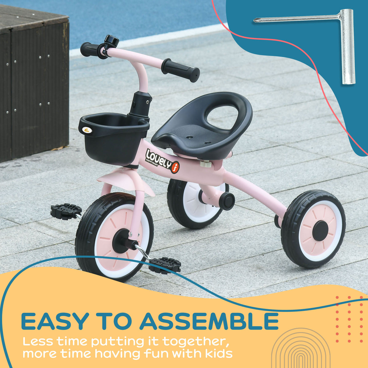 Tricycle for Toddler 2-5 Year Old Girls and Boys, Toddler Trike with Adjustable Seat, Basket, Bell-Toys & Games > Baby & Toddler Toys > Riding & Rocking Toys > Tricycles for Kids-DECOROLALA