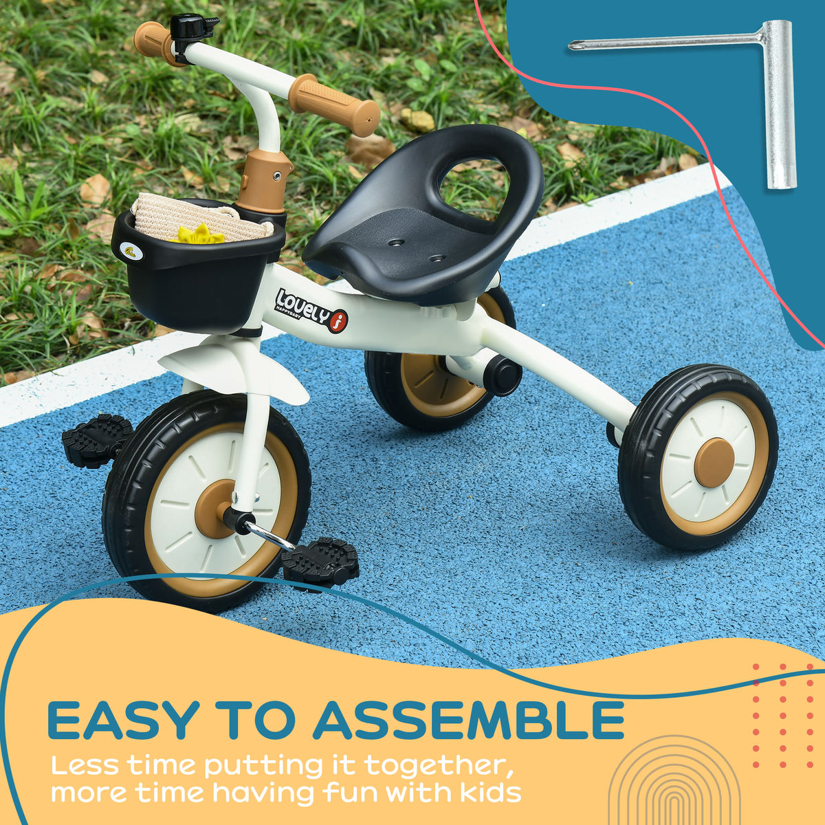 Tricycle for Toddler 2-5 Year Old Girls and Boys, Toddler Trike with Adjustable Seat, Basket, Bell-Toys & Games > Baby & Toddler Toys > Riding & Rocking Toys > Tricycles for Kids-DECOROLALA