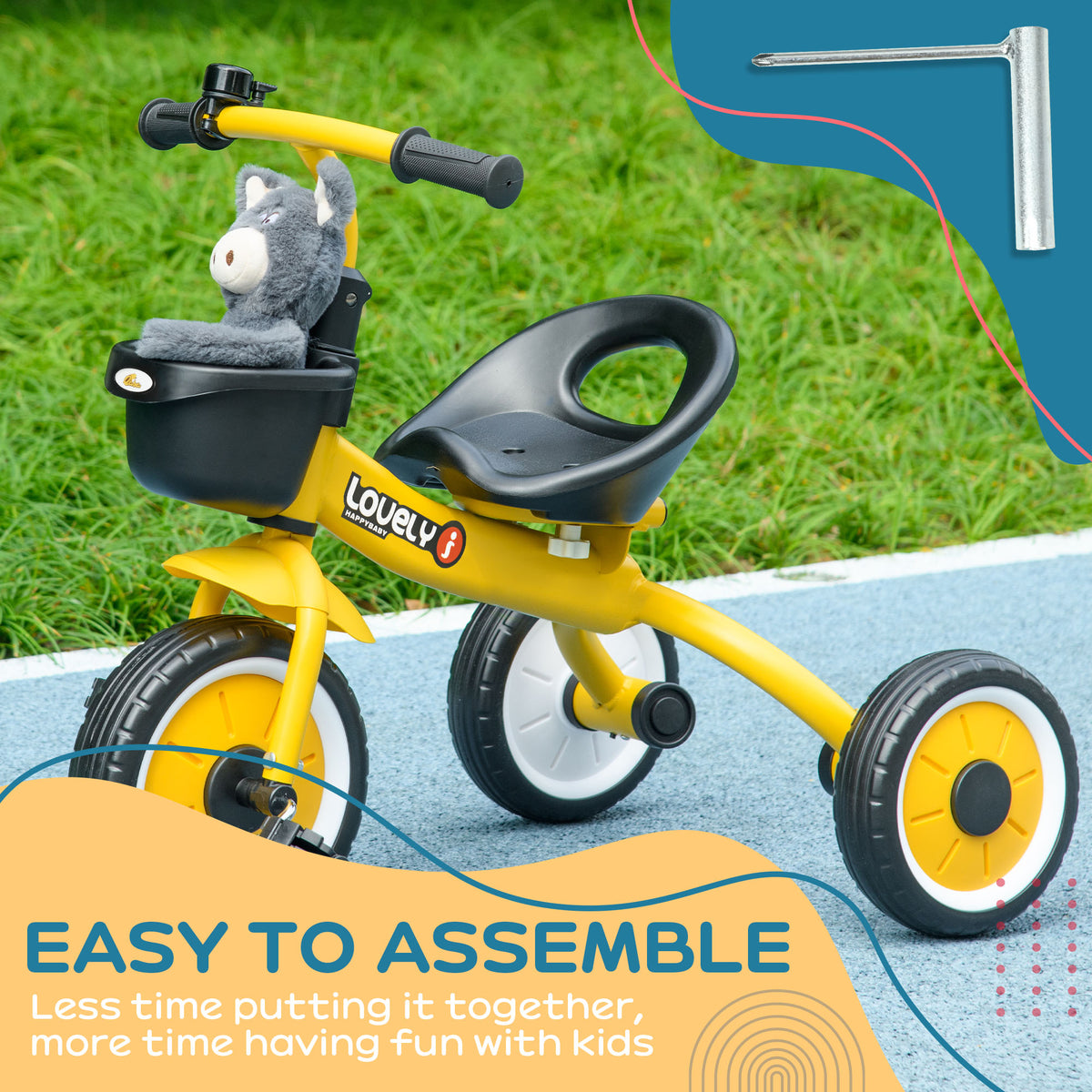 Tricycle for Toddler 2-5 Year Old Girls and Boys, Toddler Trike with Adjustable Seat, Basket, Bell-Toys & Games > Baby & Toddler Toys > Riding & Rocking Toys > Tricycles for Kids-DECOROLALA