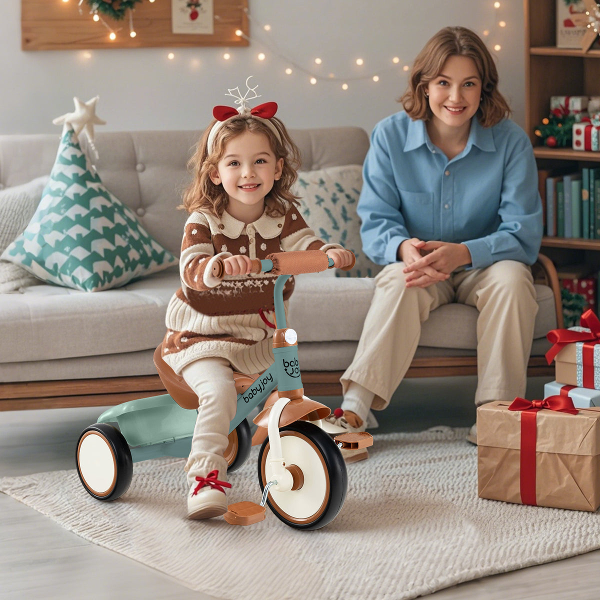 Toddler Tricycle with Adjustable Seat and Storage Basket - Ages 3-5