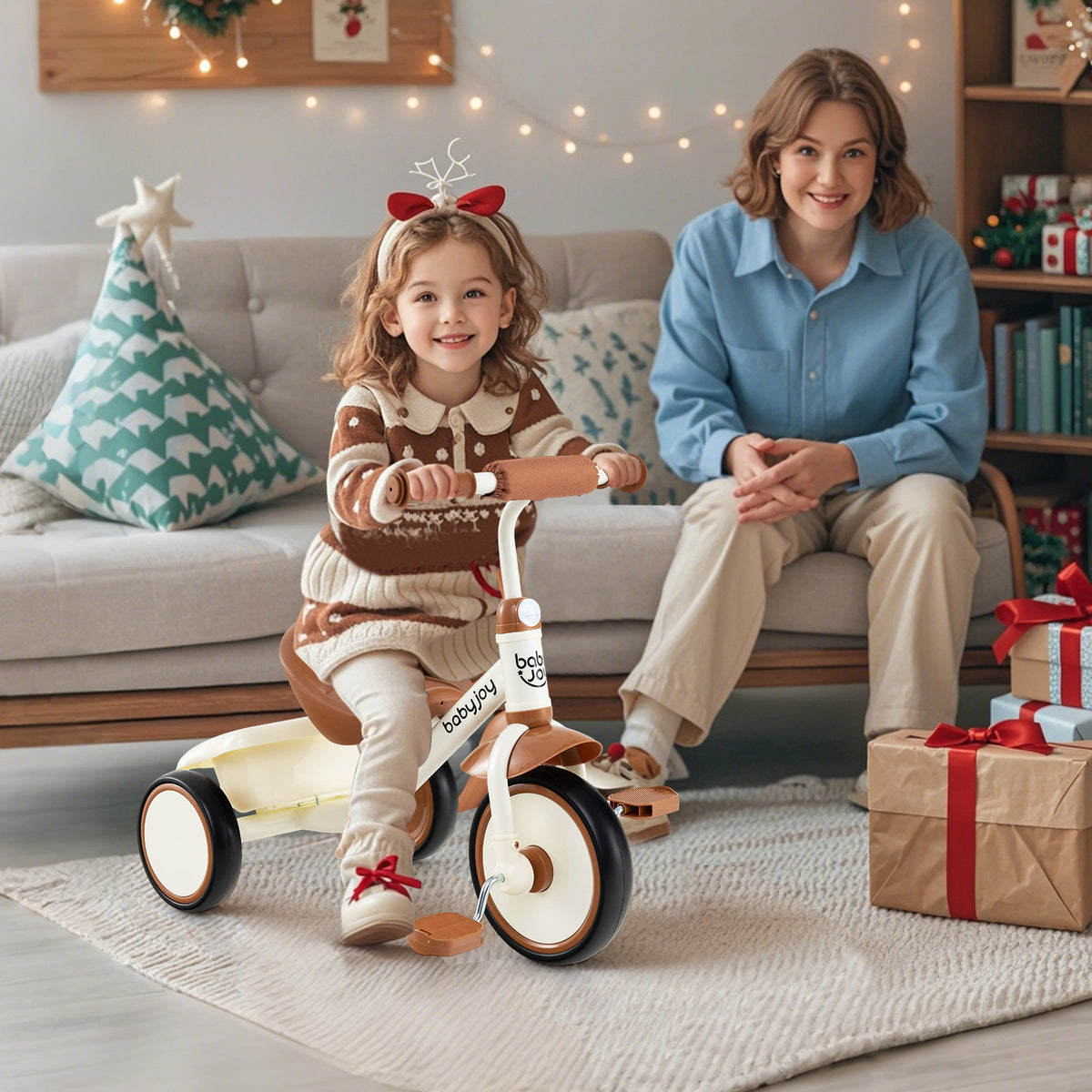 Toddler Tricycle with Adjustable Seat and Storage Basket - Ages 3-5