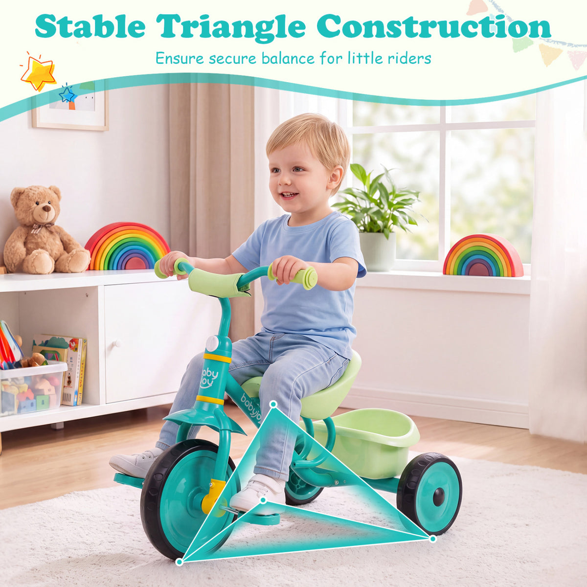 Toddler Tricycle for Boys and Girls 2-5 Years Old with Removable Rear Storage Basket
