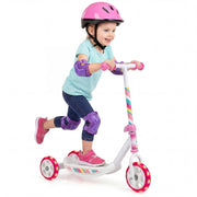 Toddlers Kick Scooter with LED Light-Up Wheels and Wide Anti-Slip Deck for Boys and Girls-Pink