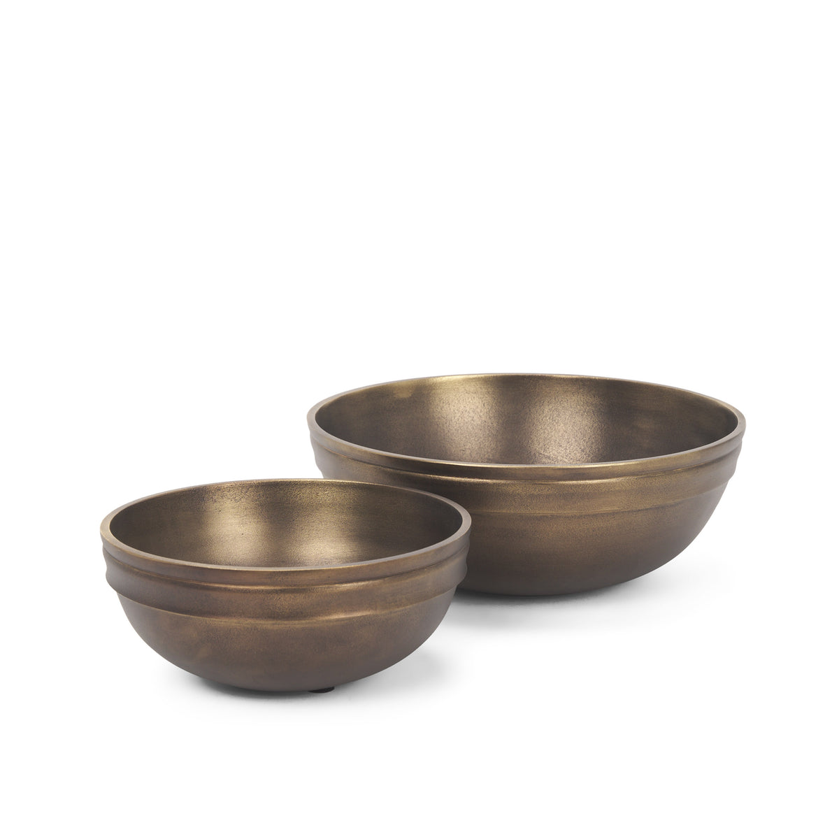 Tomiko Decorative Brass-Finished Cast Aluminum Bowls - Set of 2-Decorative Bowls-DECOROLALA
