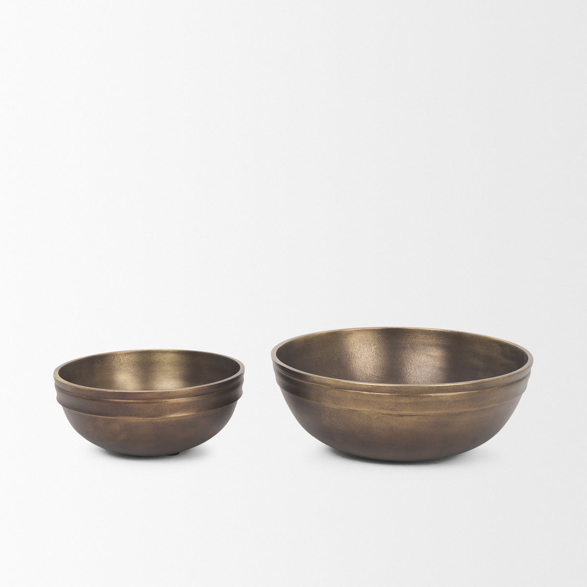 Tomiko Decorative Brass Finished Cast Aluminum Round Bowls-Bowls-DECOROLALA
