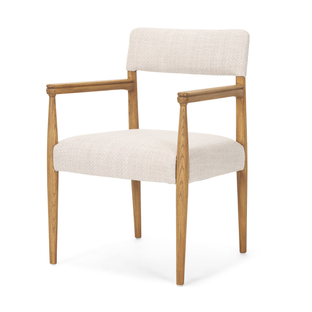 Toni Curved Back Dining Side Chair | Cream Fabric w/ Light Brown Wood-Dining Chairs-DECOROLALA
