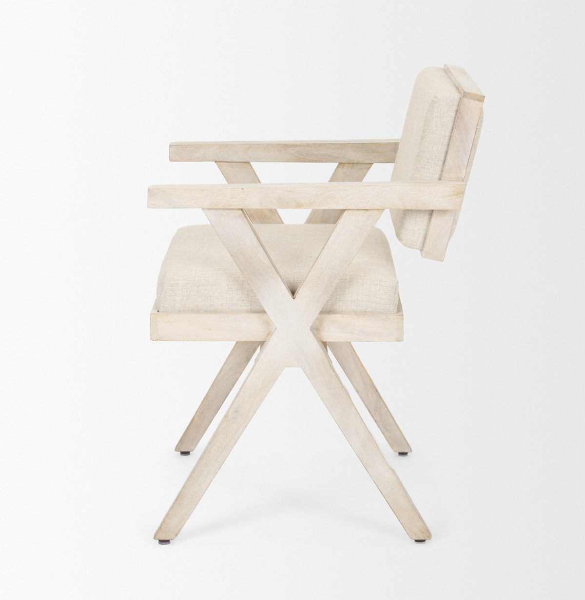 Topanga Open Back Dining Arm Chair | Fabric w/ Wooden-Dining Chairs-DECOROLALA