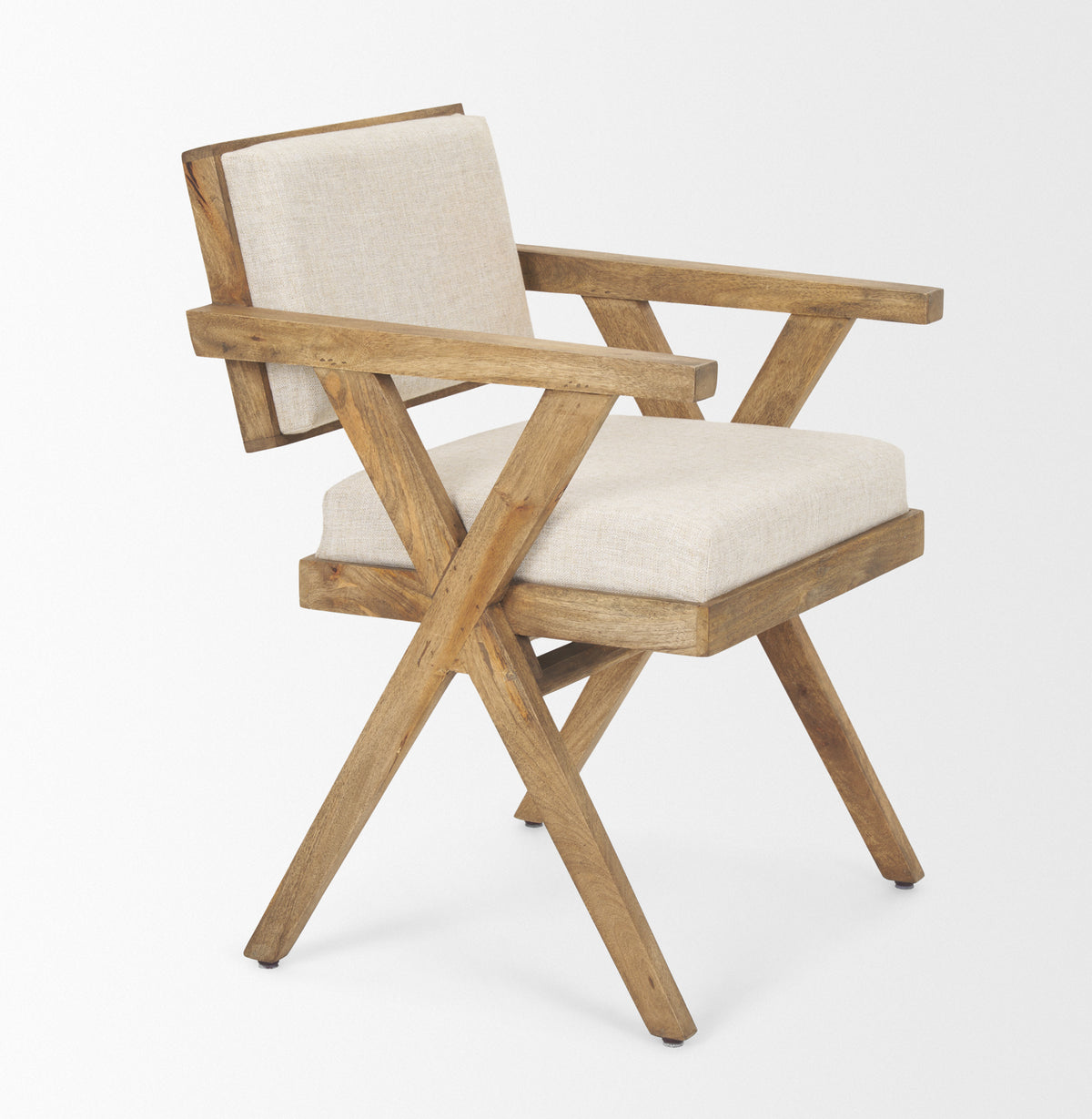 Topanga Open Back Dining Arm Chair | Fabric w/ Wooden-Dining Chairs-DECOROLALA