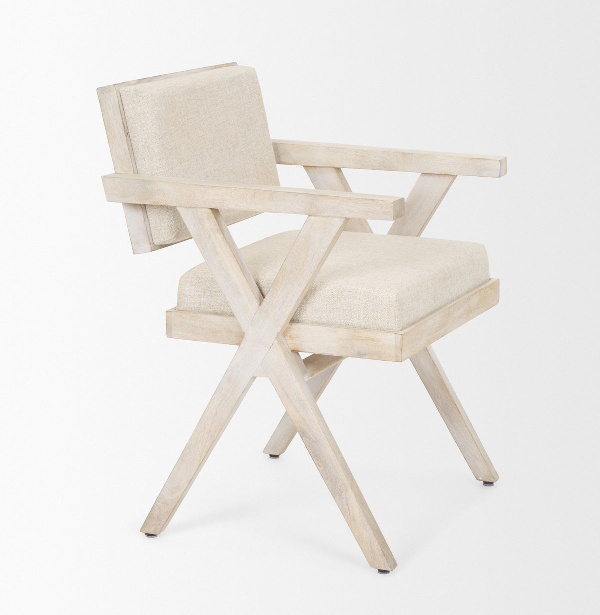 Topanga Open Back Dining Arm Chair | Fabric w/ Wooden-Dining Chairs-DECOROLALA