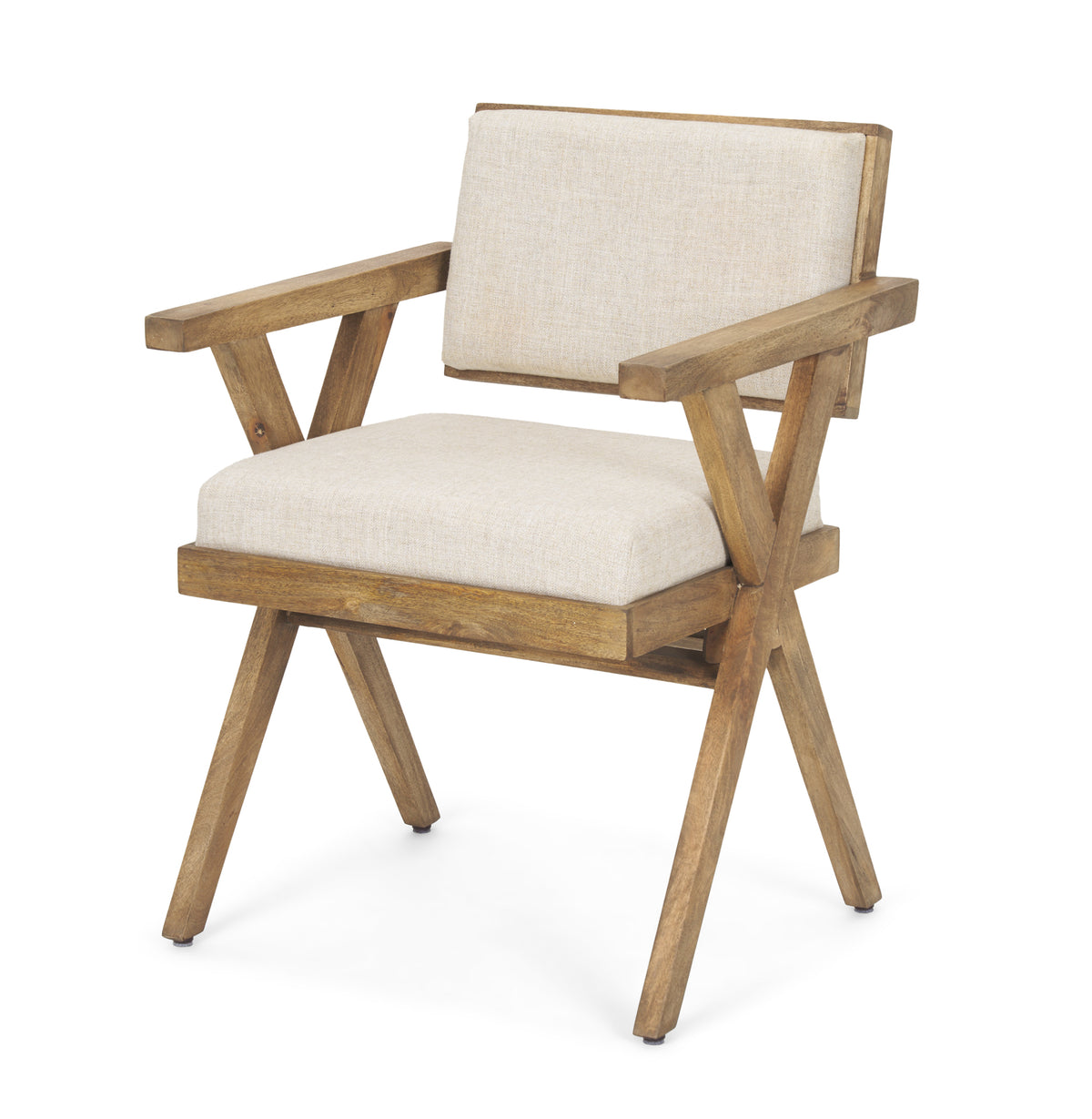 Topanga Open Back Dining Arm Chair | Fabric w/ Wooden-Dining Chairs-DECOROLALA