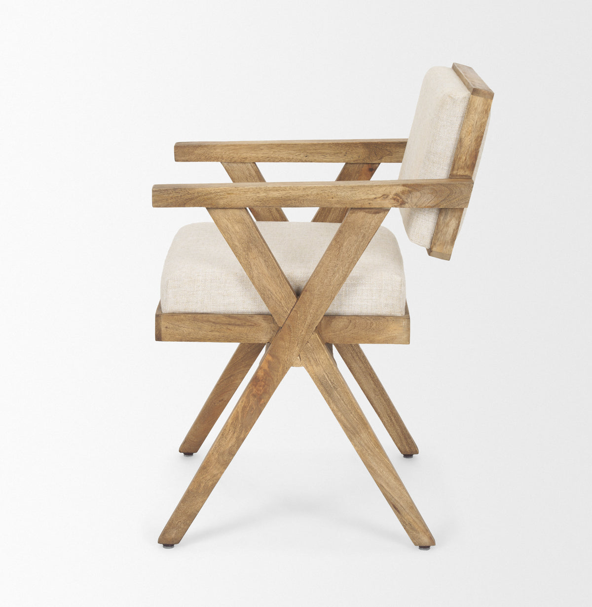 Topanga Open Back Dining Arm Chair | Fabric w/ Wooden-Dining Chairs-DECOROLALA