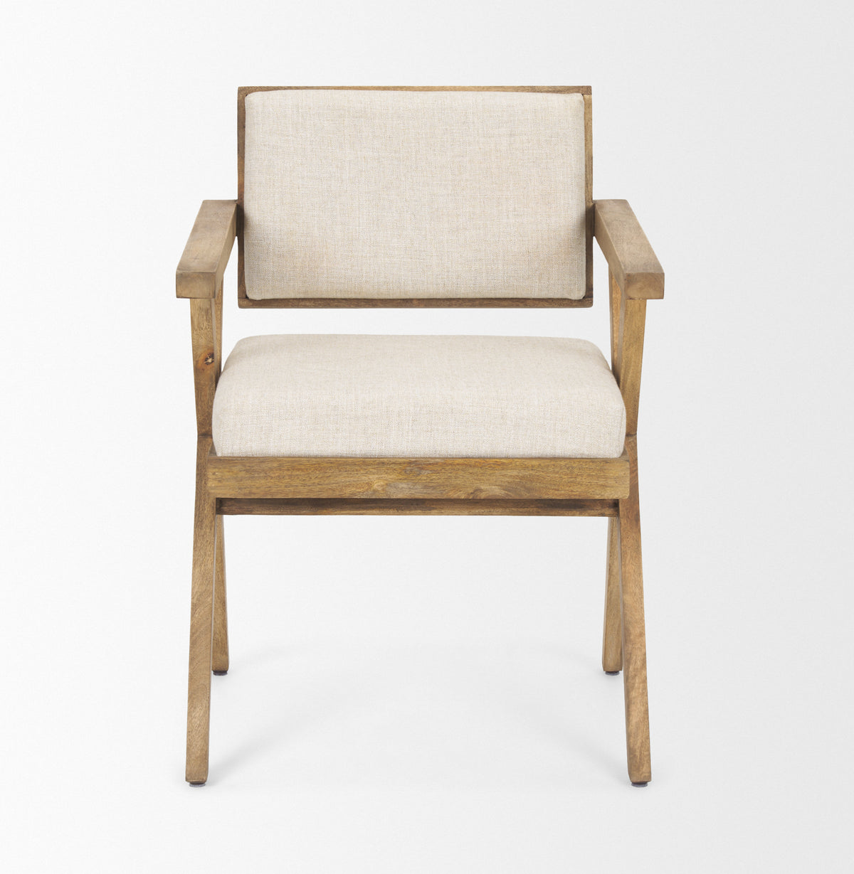 Topanga Open Back Dining Armchair - Fabric and Wood-Dining Chairs-DECOROLALA