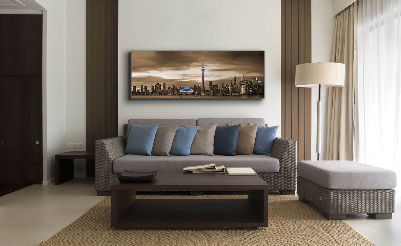 Toronto In Sepia Canvas - Cities Skylines-Wall Art-DECOROLALA
