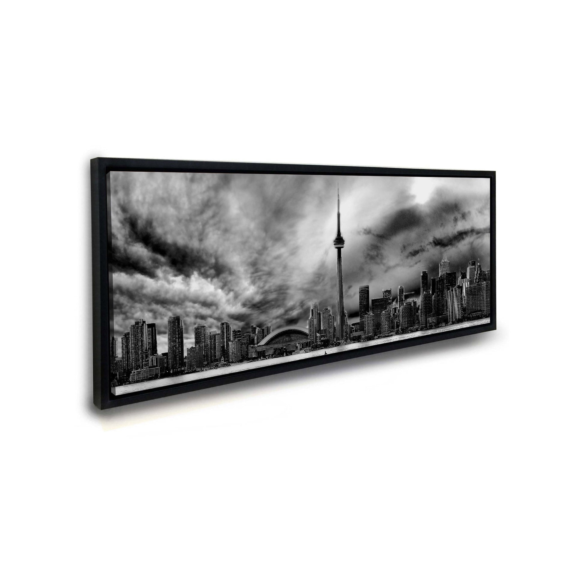 Toronto Skyline Canvas Wall Art 72"x24" Black & White-Wall Art-DECOROLALA