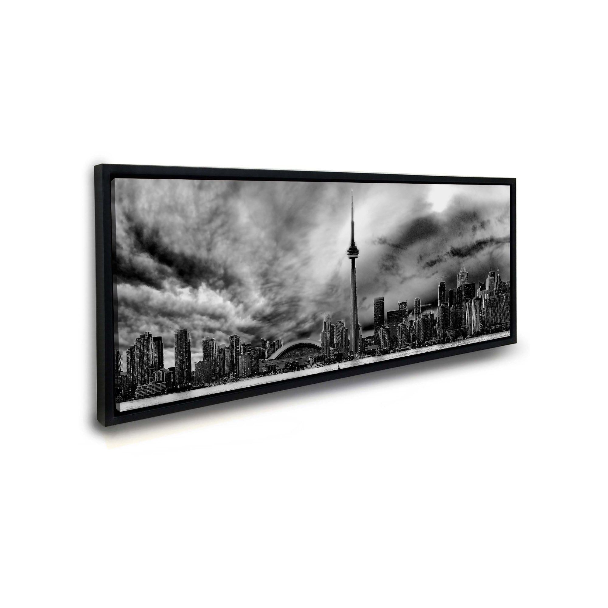 Toronto Skyline Canvas Wall Art 72"x24" Black & White-Wall Art-DECOROLALA