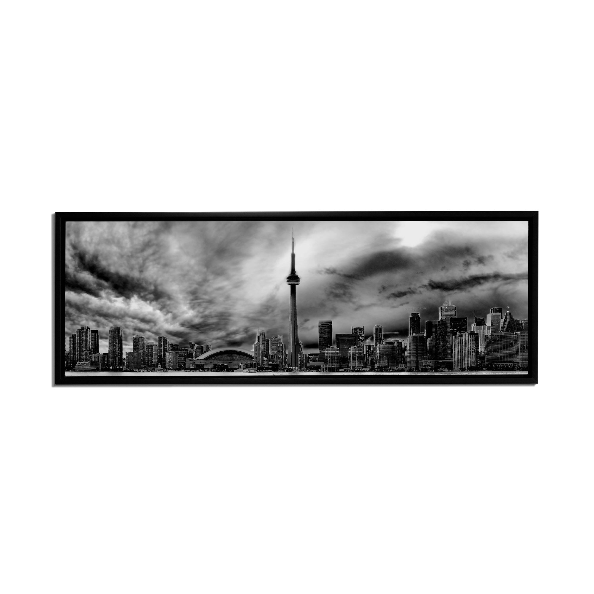 Toronto Skyline Canvas Wall Art 72"x24" Black & White-Wall Art-DECOROLALA