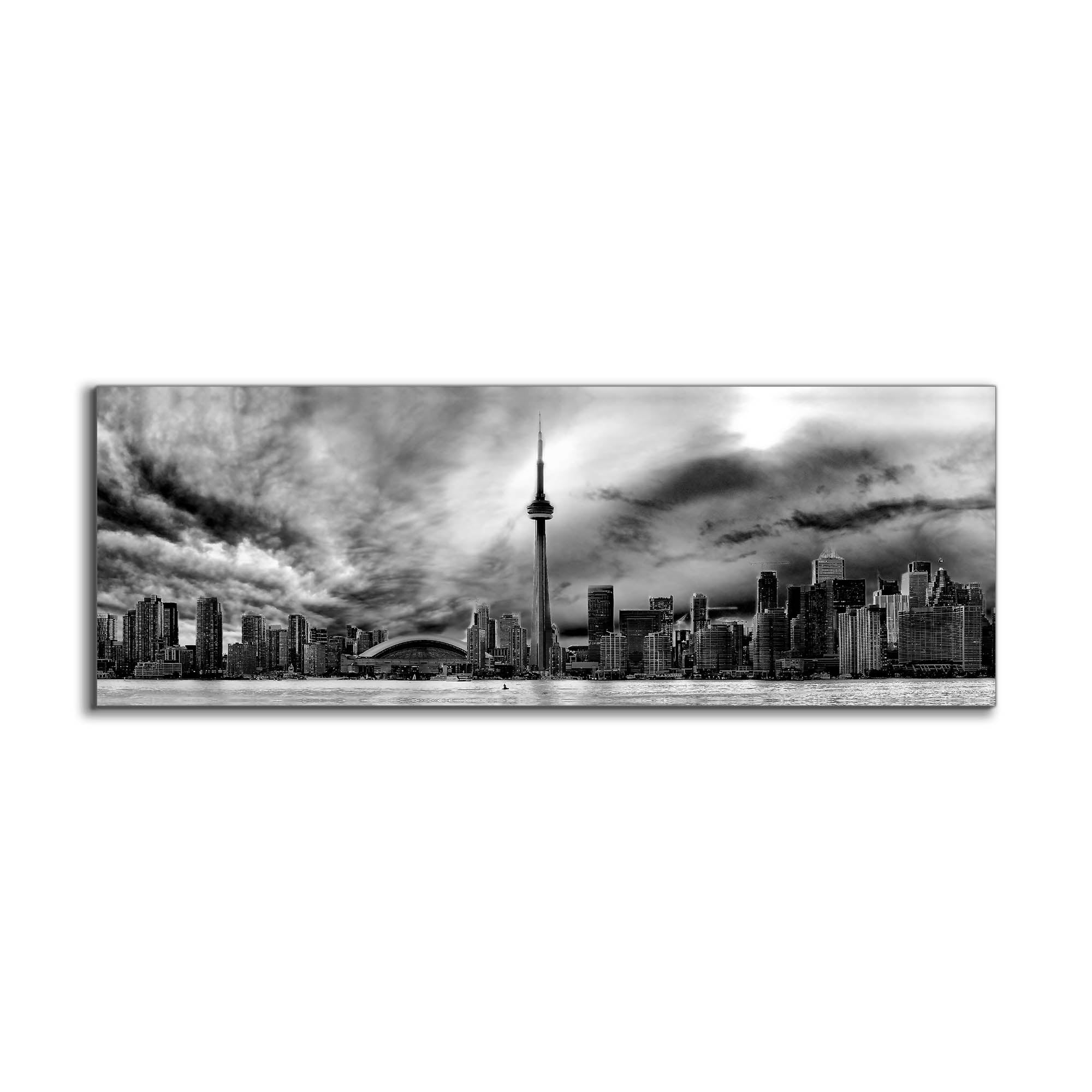 Toronto Skyline Canvas Wall Art 72"x24" Black & White-Wall Art-DECOROLALA