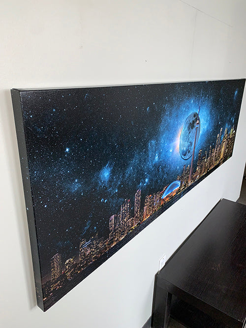 Toronto Skyline Moon Canvas Wall Art 72x24-Wall Art-DECOROLALA