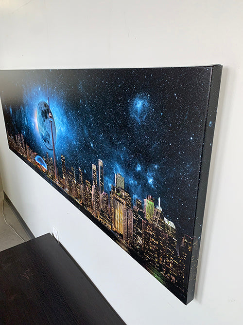 Toronto Skyline Moon Canvas Wall Art 72x24-Wall Art-DECOROLALA