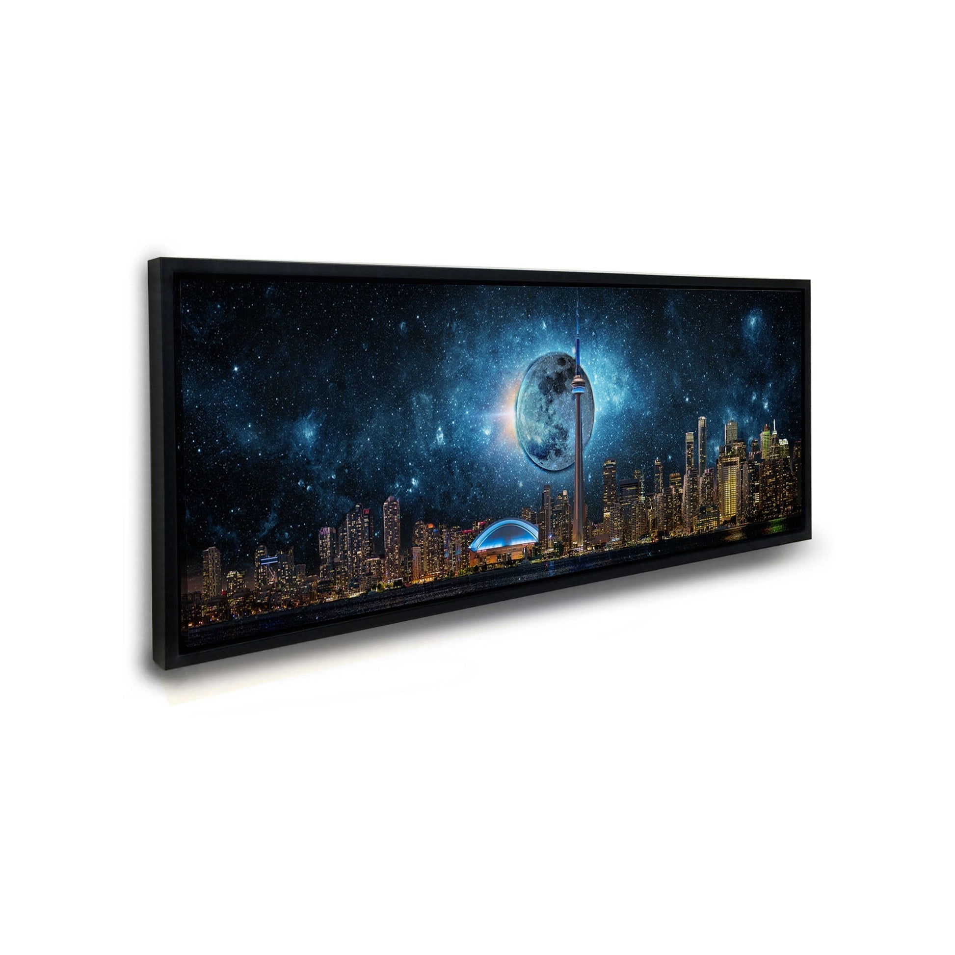 Toronto Skyline Moon Canvas Wall Art 72x24-Wall Art-DECOROLALA
