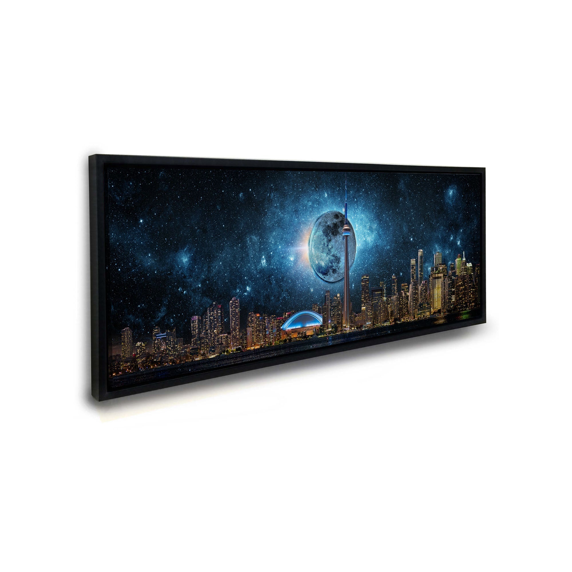 Toronto Skyline Moon Canvas Wall Art 72x24-Wall Art-DECOROLALA