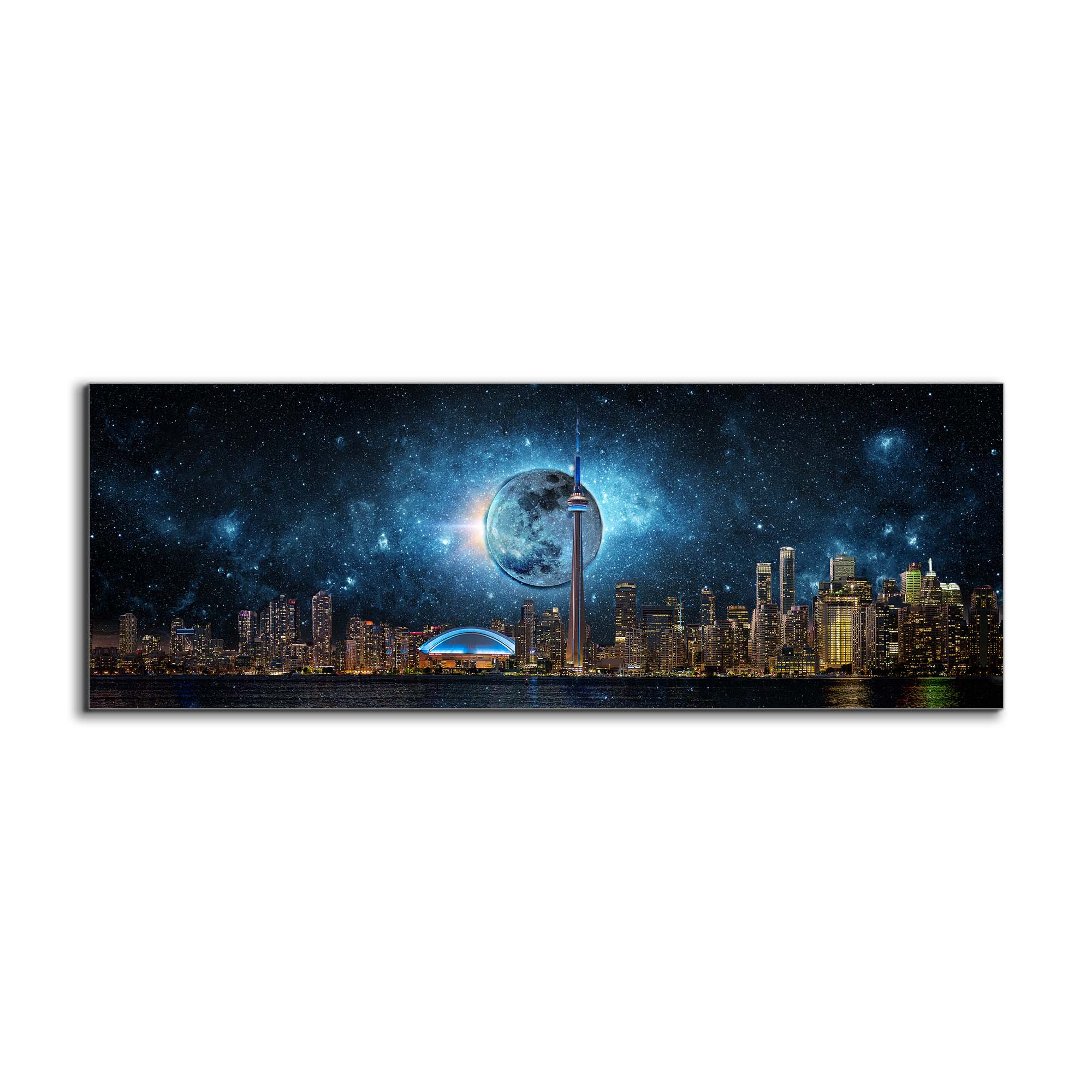 Toronto Skyline Moon Canvas Wall Art 72x24-Wall Art-DECOROLALA