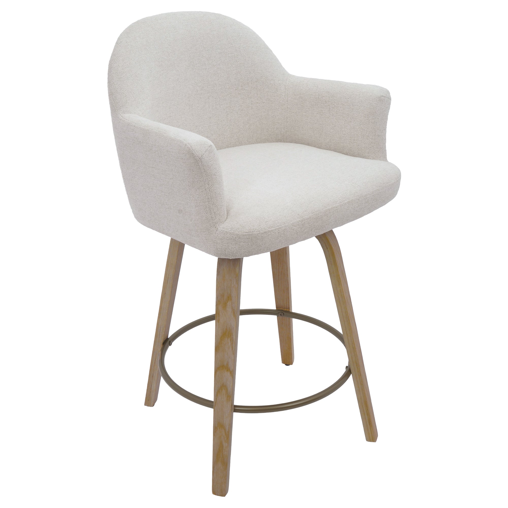 Torra 26" Counter Stool - Oat Swivel Chenille Upholstery-DECOROLALA
