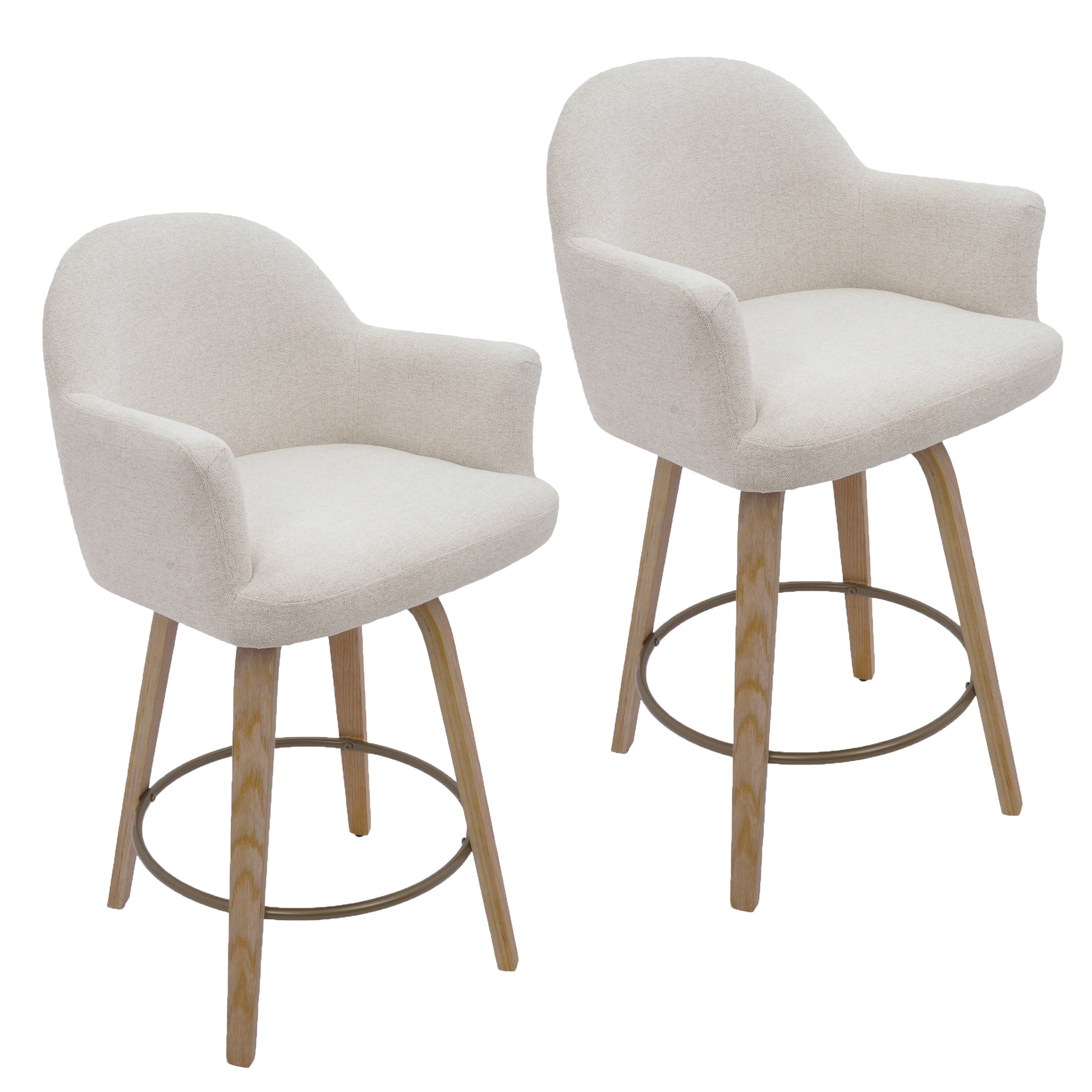Torra 26" Counter Stool - Oat Swivel Chenille Upholstery-DECOROLALA
