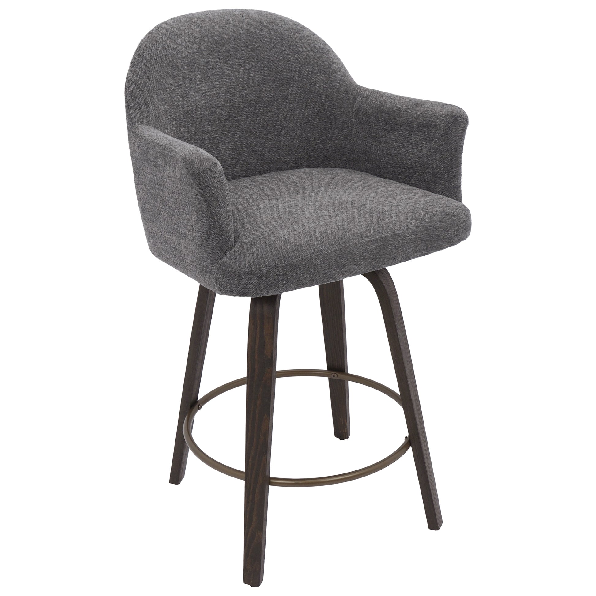 Torra 26" Swivel Counter Stool - Warm Charcoal Chenille-DECOROLALA