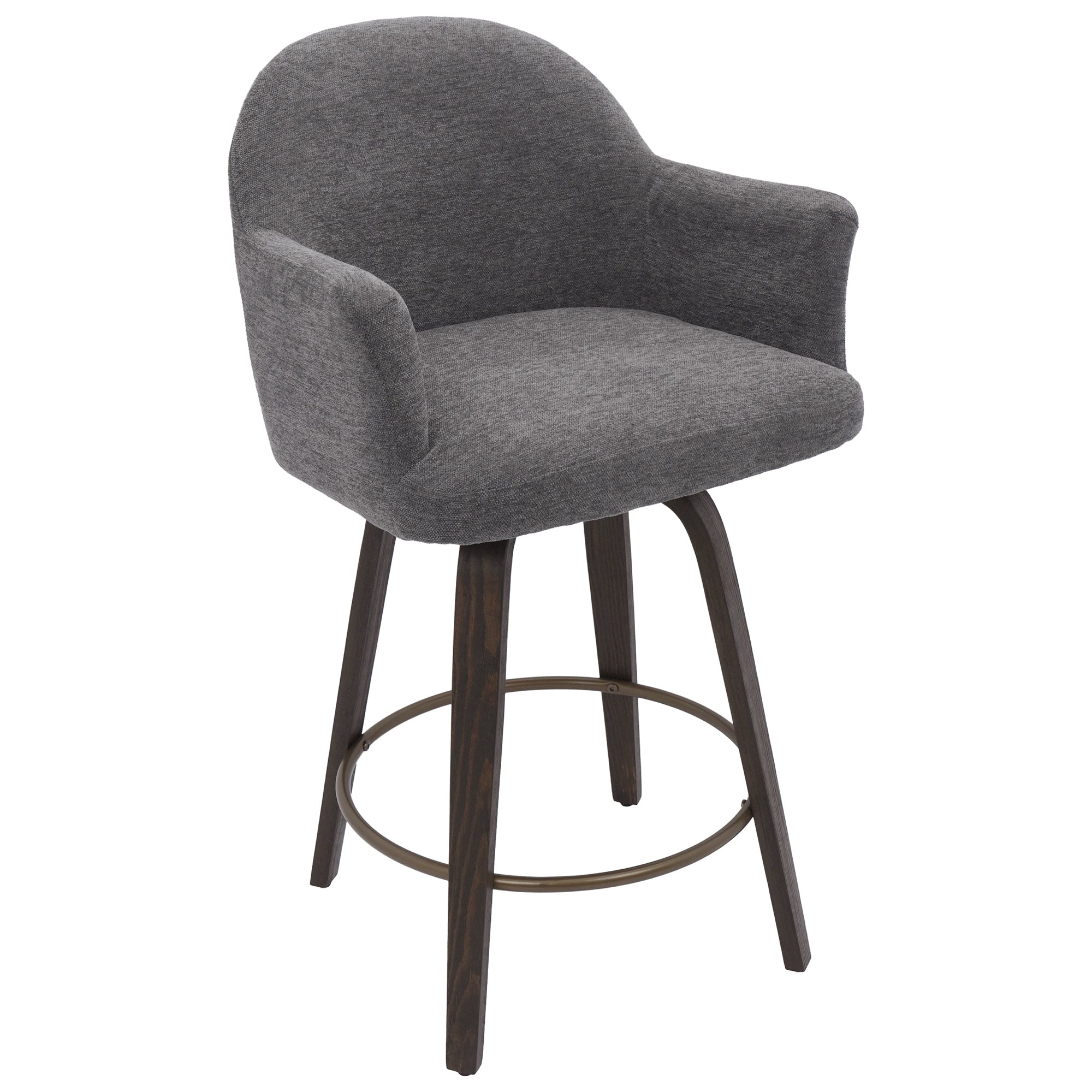 Torra 26" Swivel Counter Stool - Warm Charcoal Chenille-DECOROLALA