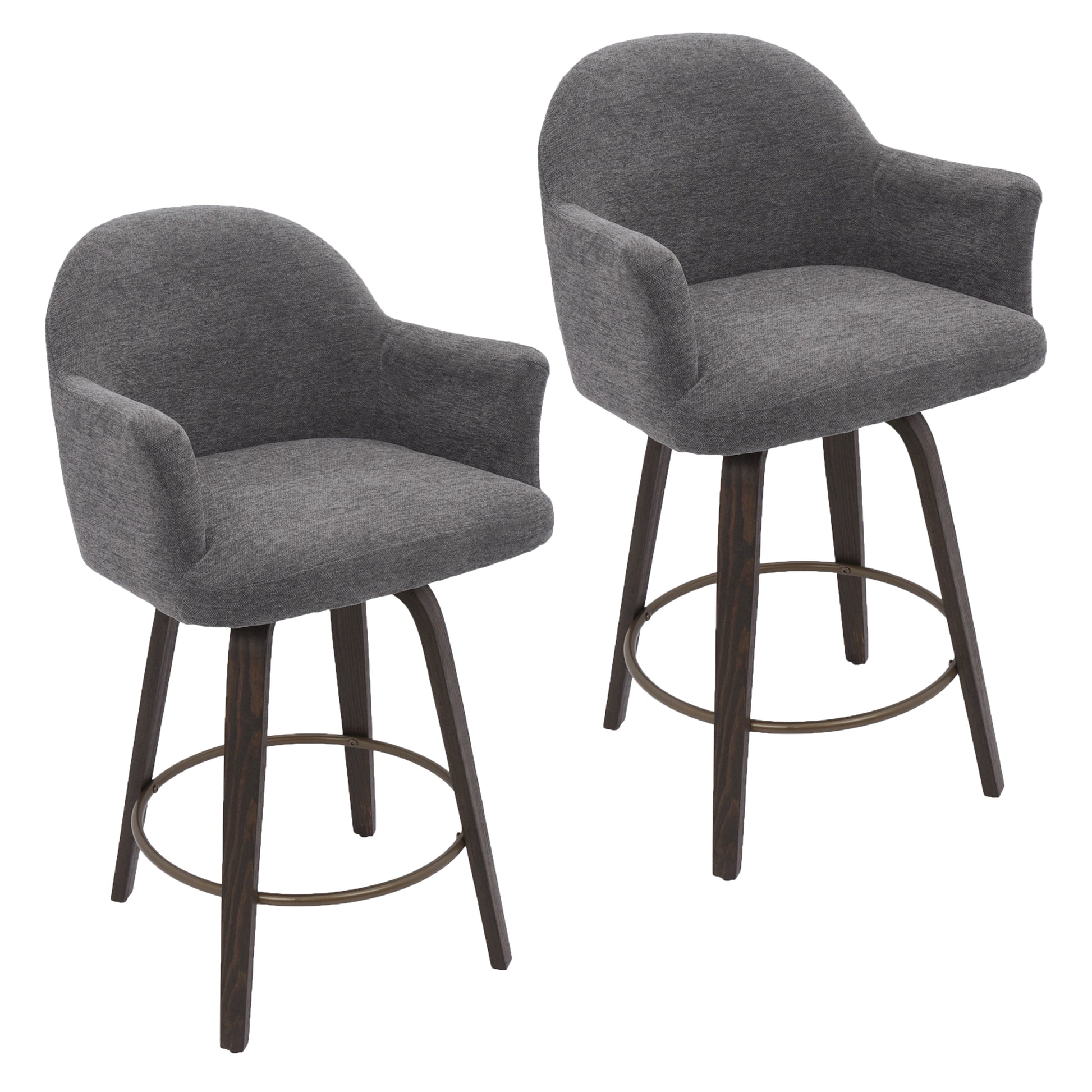 Torra 26" Swivel Counter Stool - Warm Charcoal Chenille-DECOROLALA