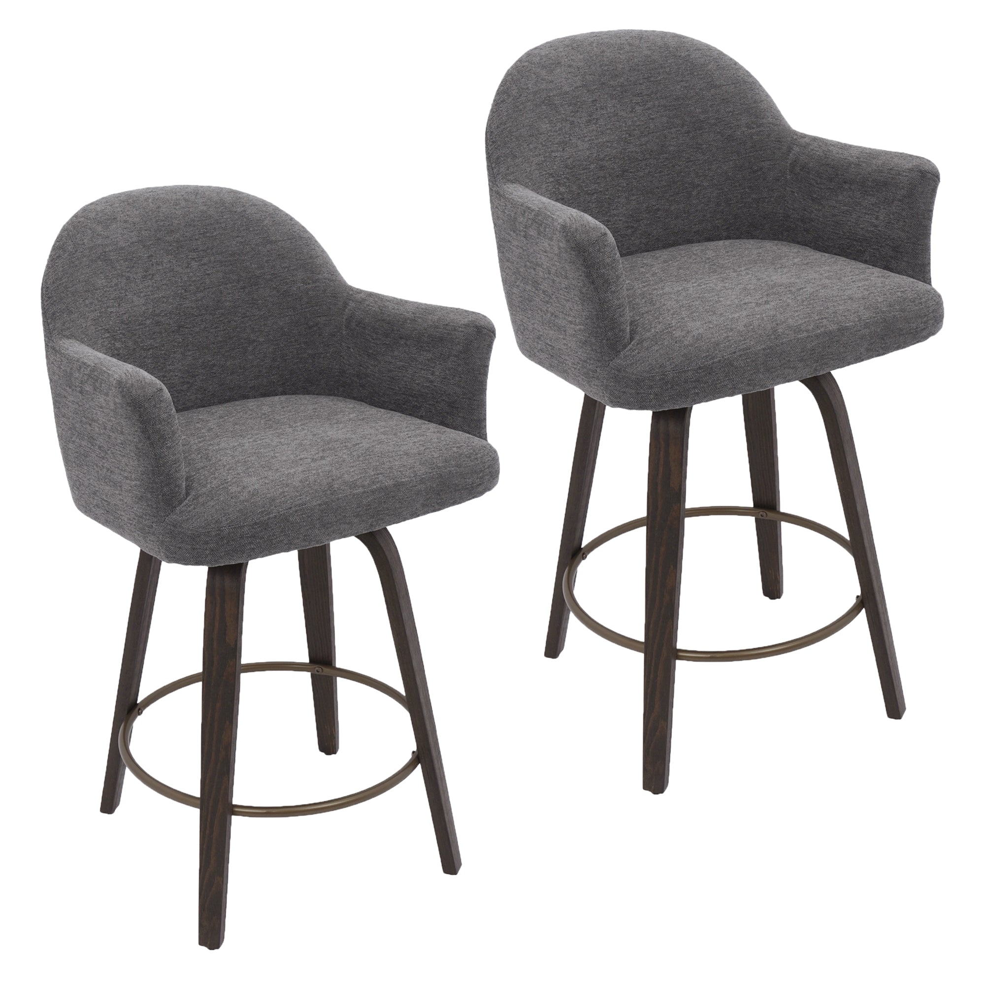 Torra 26" Swivel Counter Stool - Warm Charcoal Chenille-DECOROLALA