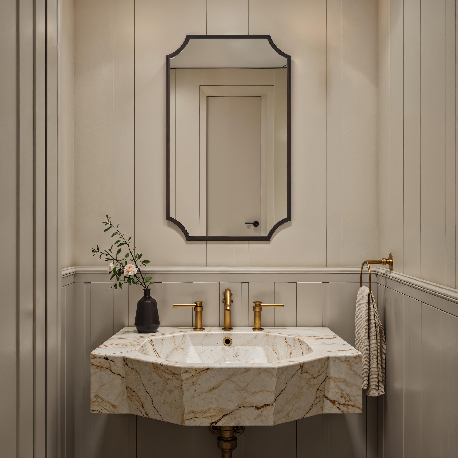 Torre 40" H x 24" W Wall Mirror, Brown-Mirror-DECOROLALA