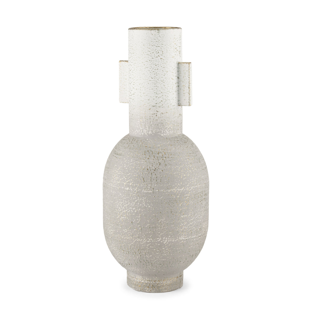 Torres Tall Textured Off White w/ Gold Metal Vase-Vase-DECOROLALA