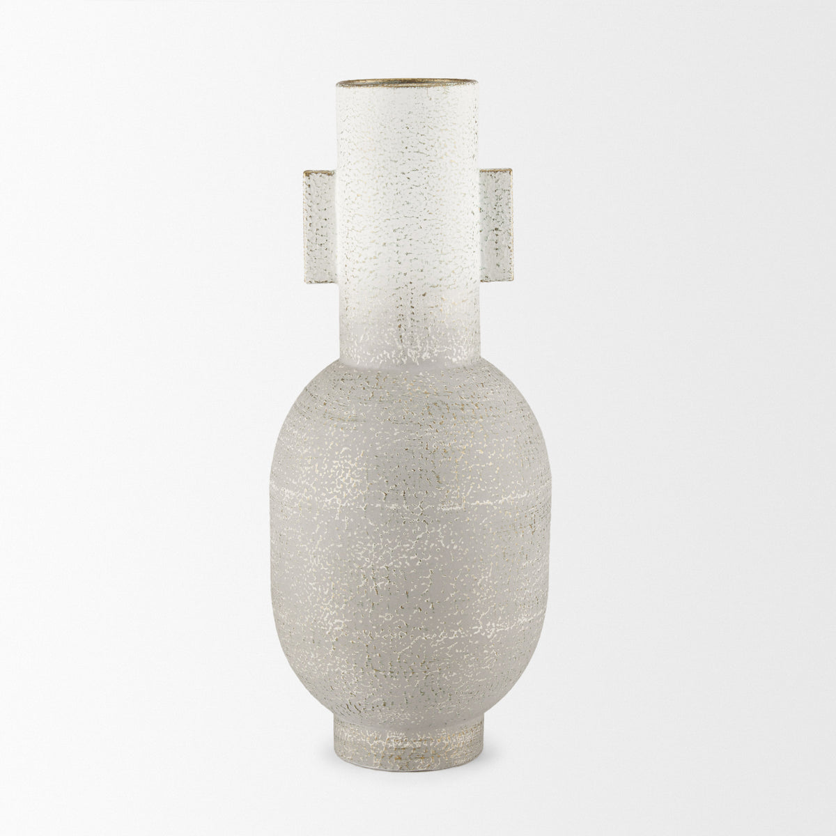 Torres Tall Textured Off White w/ Gold Metal Vase-Vase-DECOROLALA