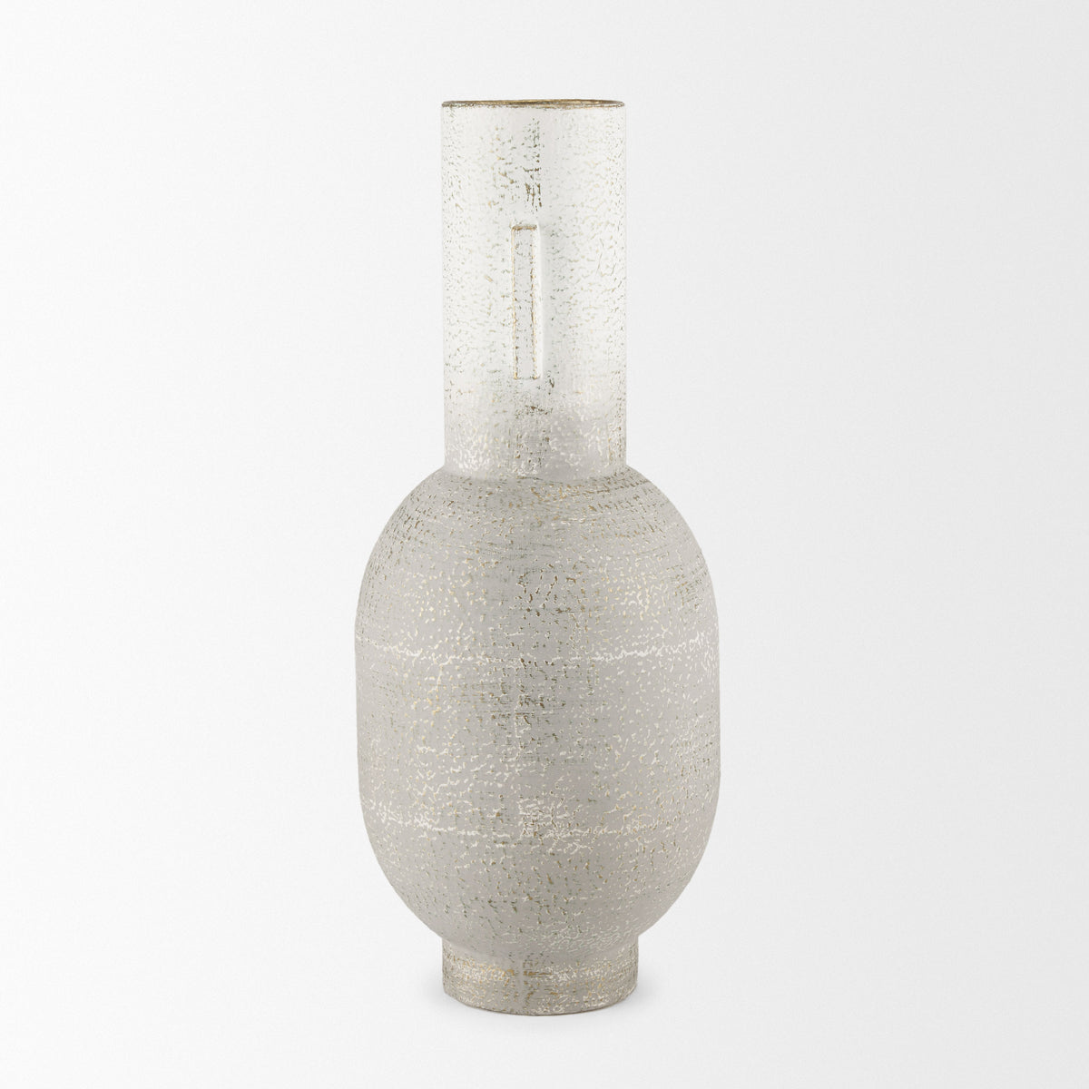 Torres Tall Textured Off White w/ Gold Metal Vase-Vase-DECOROLALA