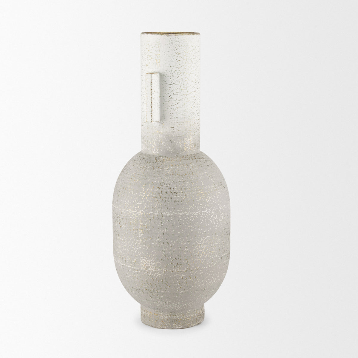 Torres Tall Textured Off White w/ Gold Metal Vase-Vase-DECOROLALA