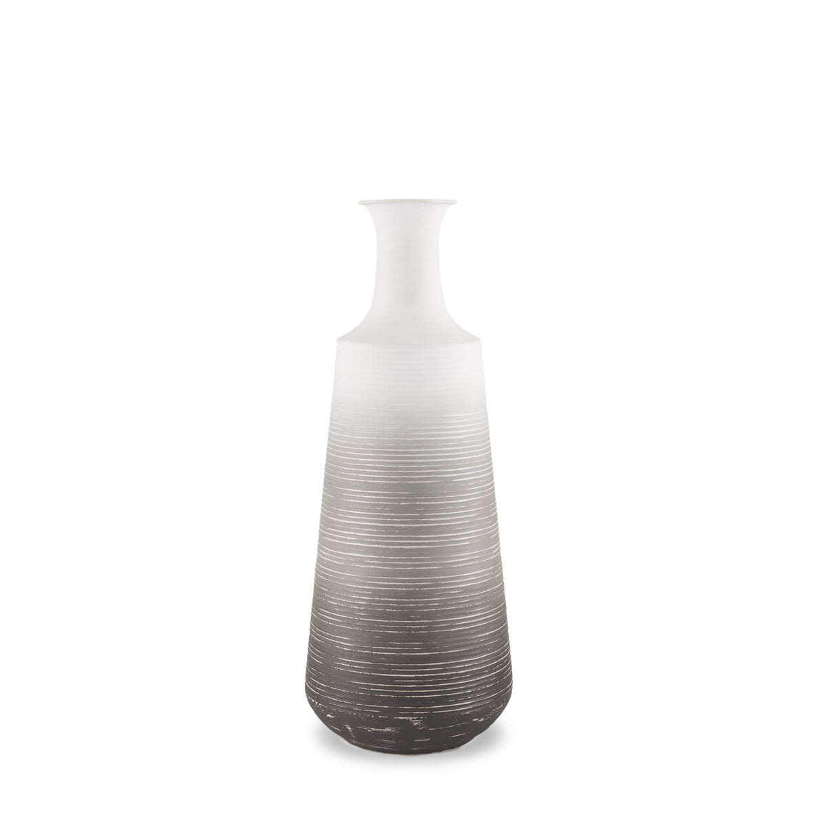 Toru Medium White w/ Grey Ombre Metal Vase-Vase-DECOROLALA