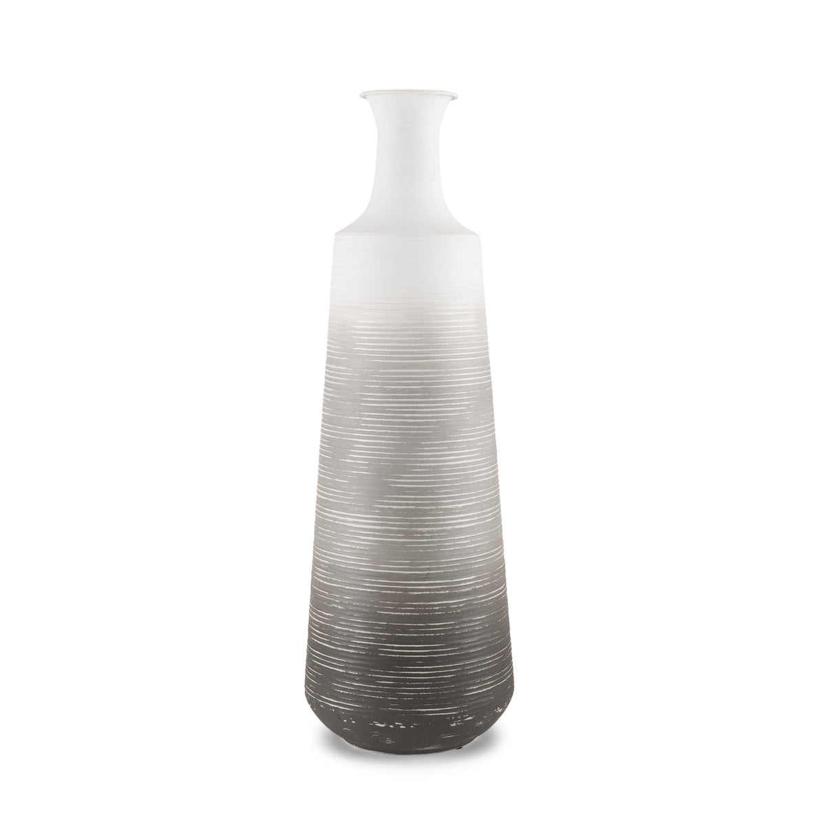Toru Tall White w/ Grey Ombre Metal Vase-Vase-DECOROLALA