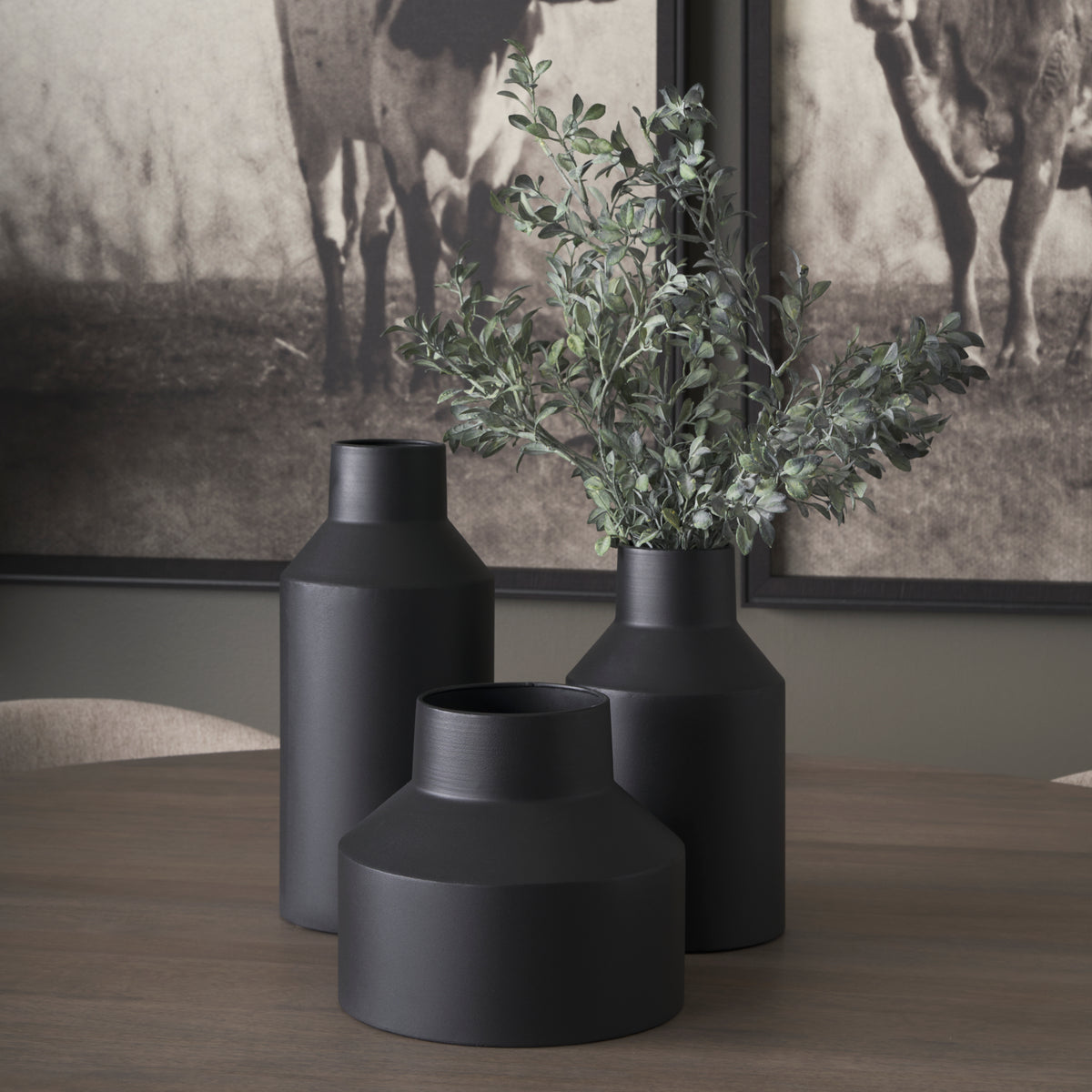 Tosca Medium Matte Black Metal Vase-Vase-DECOROLALA