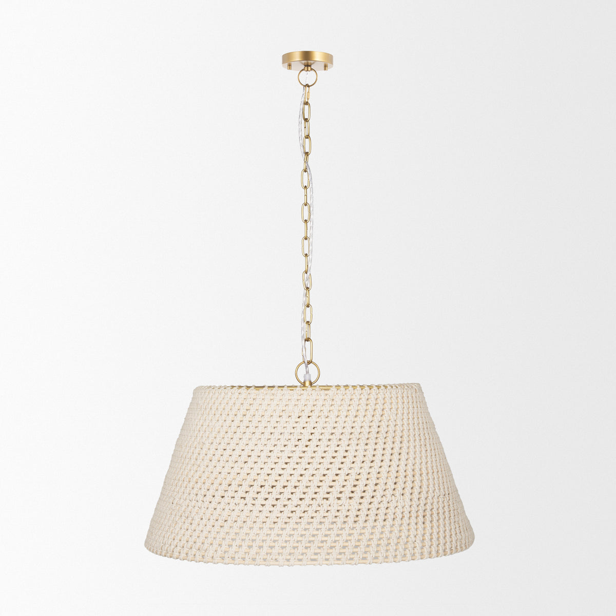 Tosha 1-Light Tapered Cotton Rope Drum Pendant-Pendant Lighting-DECOROLALA